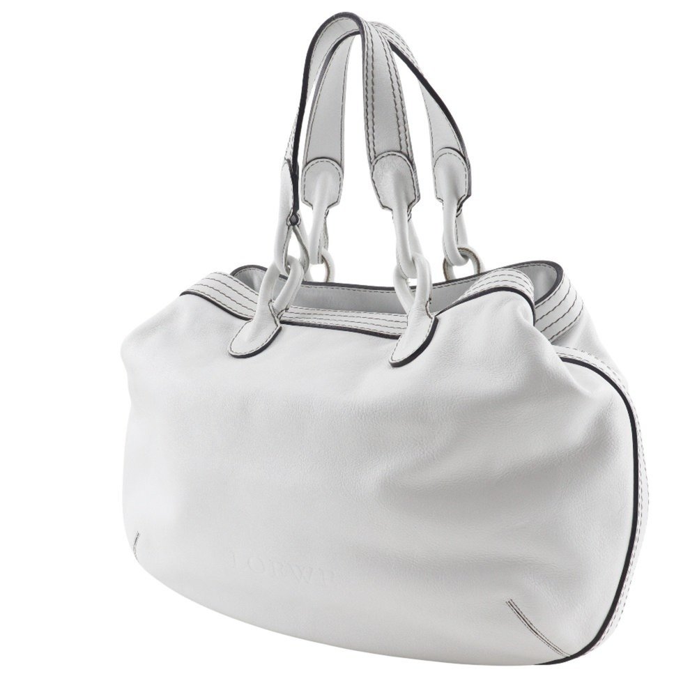 LOEWE White Leather Fiesta Tote Bag Snap Button - Picture 2 of 15